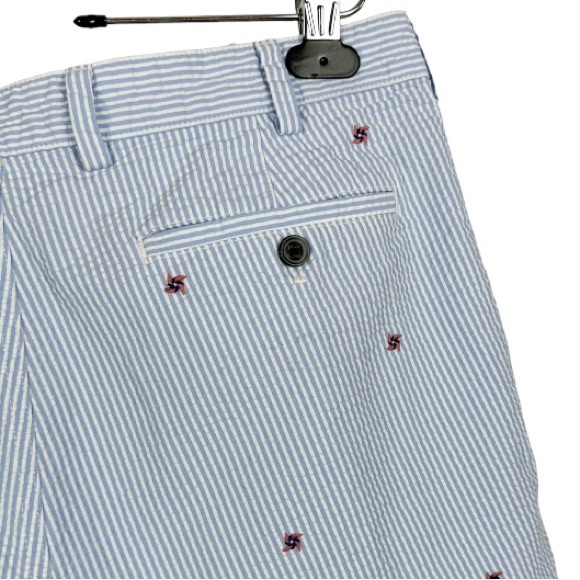 Brooks Brothers Men’s Size 35 Blue and White Pleated Seersucker Bermuda Shorts - Picture 7 of 9